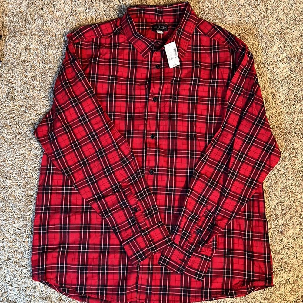 NWT- Place - Men’s Tartan Button Down - Size XL